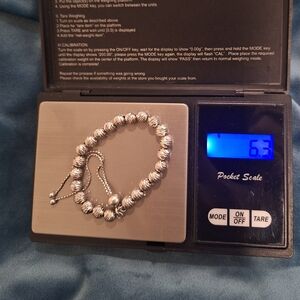 Milor Italy 925 Diamond-Cut Bead Tennis Bracelet Adjustable